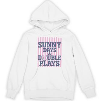 Sunny Days & Double Plays Softball Baseball Game Day Sports Hoodie - Monsterry