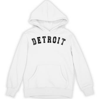 Vintage Detroit Michigan Distressed Bold Text Apparel Comfort Colors Crop Top Hoodie - Thegiftio UK