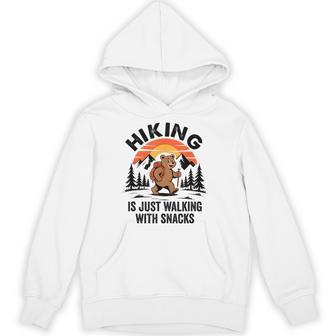 Vintage Hiking Is Just Walking With Snacks Bear Hiking Hoodie - Thegiftio UK