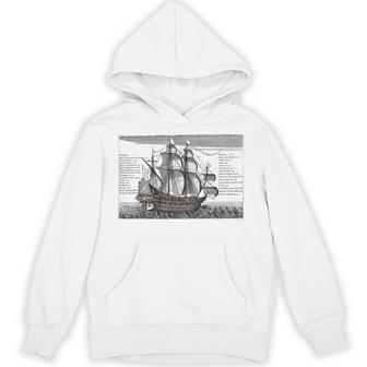 Vintage Sailing Ship Nautical Poster Old Vintage Battleship Hoodie - Thegiftio UK