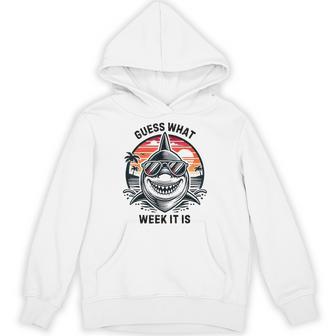 Vintage Shark 2025 Week Guess What Week It Is Shark Lover Hoodie - Thegiftio UK