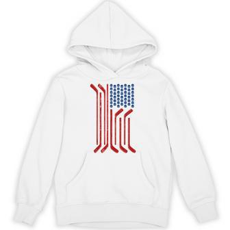 Vintage Usa Flag American Ice Hockey Patriotic Hoodie - Thegiftio UK