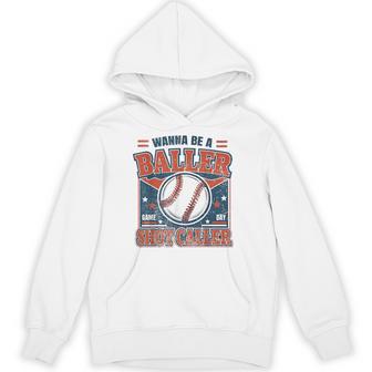 Wanna Be A Baller Shot Caller Retro Baseball Hoodie - Thegiftio UK
