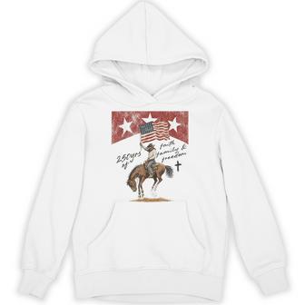Western Rodeo 250 Years Faith Family Freedom Cowboy 4Th July Hoodie - Thegiftio UK