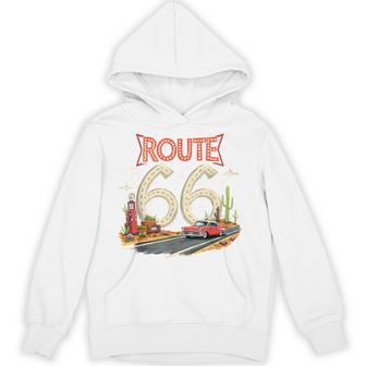 クラシック レトロ ルート66 砂漠の情景 赤 ヴィンテージ 車 パーカー - Kawaiitshirt