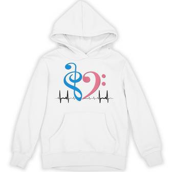 ツートーン 低音記号 ハート Ekg ウェーブ シアン&バブルガム ピンク パーカー - Kawaiitshirt