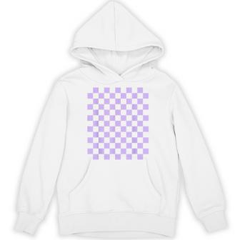 パープルラベンダーチェッカーボード パーカー - Kawaiitshirt