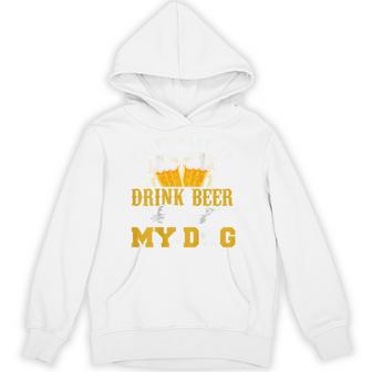 バックプリント ビールを飲みながら犬をなでたいだけ パーカー - Kawaiitshirt