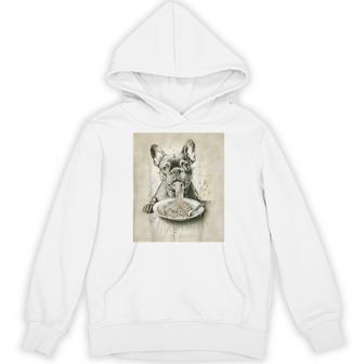 フレンチブルドッグ スパゲッティ モノクロ アート ブラック ホワイト ドッグ パーカー - Kawaiitshirt