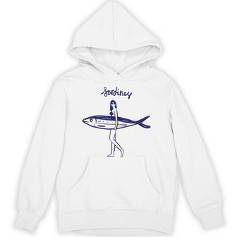 レトロな魚モチーフのガールイラスト シンプルな海風アートデザイン パーカー - Kawaiitshirt