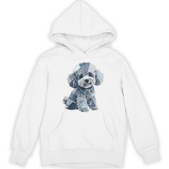 レトロデニムパッチプードル ドッグアート 芸術的 パーカー - Kawaiitshirt