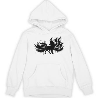九尾の狐 キツネ 妖怪 和風 水墨画 シルエット パーカー - Kawaiitshirt