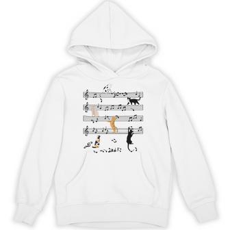 楽しい 猫 登る トランプ 楽譜 猫の音符 パーカー - Kawaiitshirt