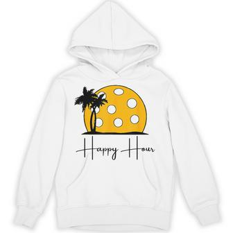 楽しいピックルボールシャツ、Happy Hour、大きなピックルボールの夕日。 パーカー - Kawaiitshirt