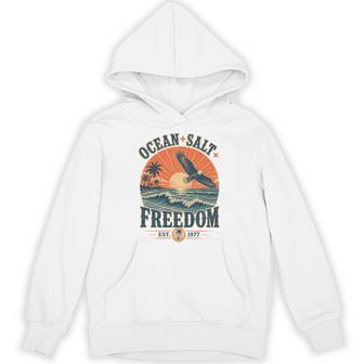 海 塩 自由 沿岸 愛国的 ワシ レトロ 夕日 長袖tシャツ パーカー - Kawaiitshirt