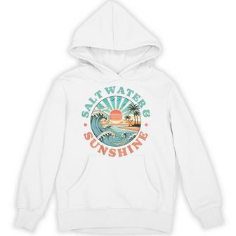 海水と日光 レトロ ビーチ 波 夕日 ヤシの木 パーカー - Kawaiitshirt