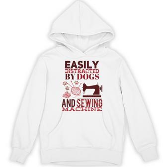犬やミシンに気を取られやすい おもしろ裁縫 パーカー - Kawaiitshirt