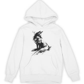 狐 アニマル柄 モチーフ 抽象 イラスト 絵画 狐 パーカー - Kawaiitshirt