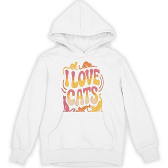 バックプリント 猫好き 引用 おもしろ猫 ミーム I Love Cats パーカー - Kawaiitshirt