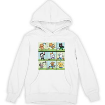 猫好きのためのフィットネス猫サッカーグラフィック パーカー - Kawaiitshirt