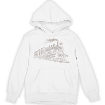 電車 ヴィンテージ グラフィック デザイン スケッチ レトロ 蒸気機関車 パーカー - Kawaiitshirt