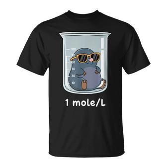1 Mole L Chemistry Mole Cartoon Science Chemist T-Shirt - Thegiftio UK