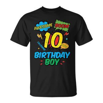 10 Birthday Boy Comic 10Th Bday Superhero Party Boys Kids T-Shirt - Thegiftio UK