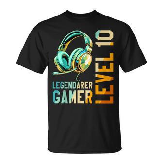 10 Geburtstag Junge Mädchen Nager Level 10 Jahre Gamer T-Shirt - Seseable