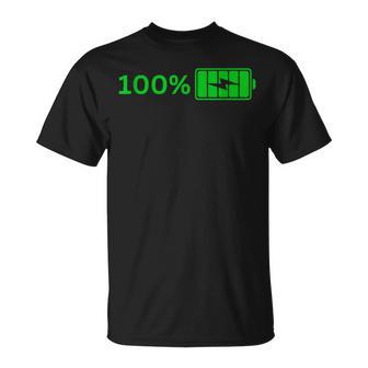 100バッテリー – 100バッテリー I おもしろい 高エネルギーパーセント Tシャツ - Kawaiitshirt