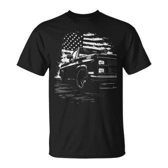 1980'S Squarebody Truck Silhouette Patriotic Usa C10 K10 T-Shirt - Thegiftio UK