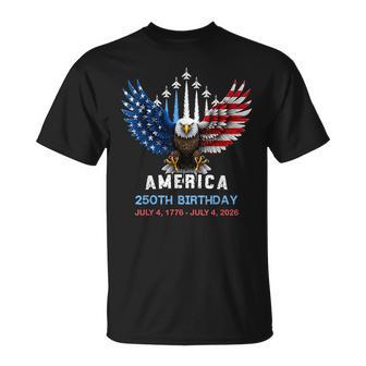 250 Years 1776 2026 Birthday Eagle Jets Flag 4Th Of July Men T-Shirt | Mazezy