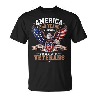 250 Years 1776 2026 Veteran Eagle Patriotic Freedom Graphic T-Shirt - Thegiftio UK