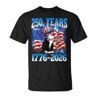 250 Years 250Th Anniversary Usa Cat American Flag 4Th July T-Shirt | Mazezy