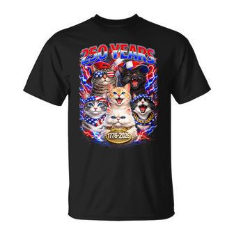 250 Years Cat American Flag 250Th Anniversary 4Th Of July T-Shirt - Monsterry