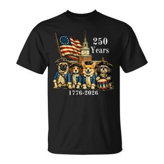 250 Years Patriotic Dogs 1776-2026 America Anniversary T-Shirt - Thegiftio UK
