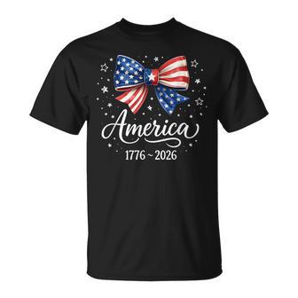 250Th Anniversary Usa Coquette Bow Girls Kids Womens T-Shirt - Thegiftio