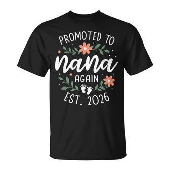 2Nd Baby Announcement Grandma Promoted To Nana Again 2026 T-Shirt | Mazezy