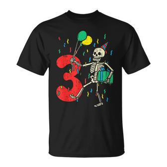 My 3Rd Birthday Skeleton Halloween 3 Year Old T-Shirt - Monsterry