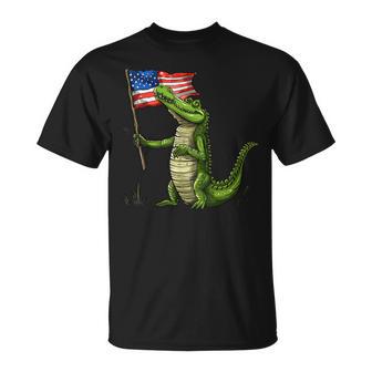 4 Juillet Alligator 4 Juillet Drapeau Américain Usa T-Shirt - Cadeauxyz