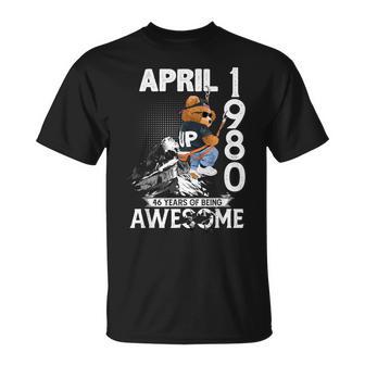 46Th Birthday Legends April 1980Intage 46 Years Old Tシャツ - Kawaiitshirt