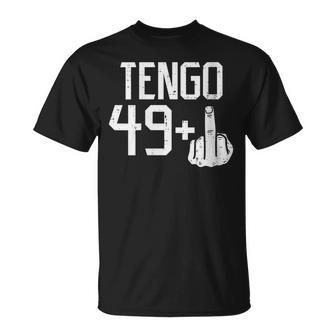 49 Dedo Medio Fiesta Humor 50 Anos Cumpleanos Regalo Cuello Camiseta unisex - Regaloses