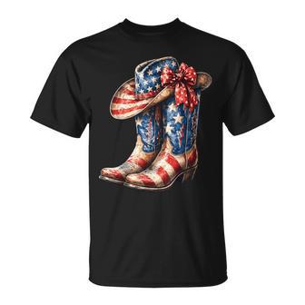 4Th Of July Cowgirl Boots Patriotic Girl T-Shirt - Thegiftio UK