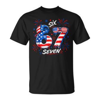 4Th Of July Funn 67 Six Seven Meme Patriotic Kid T-Shirt - Thegiftio UK