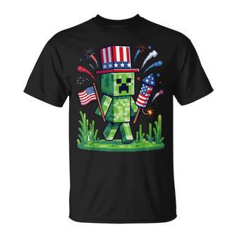 4Th Of July Gamer Pixel Us Flag Gaming Patriotic Kids Boys T-Shirt - Thegiftio UK
