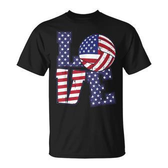 4Th Of July Love Volleyball Us Flag Girls Kid T-Shirt - Thegiftio UK