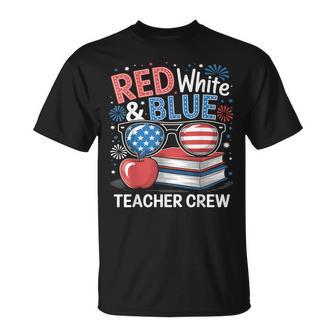 4Th Of July Red White & Teacher Crew American Flag T-Shirt - Thegiftio UK