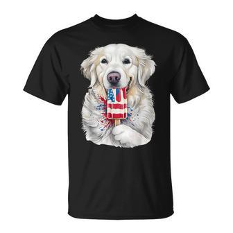 4Th Of July White English Cream Golden Retriever Popsicle T-Shirt - Thegiftio UK