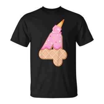 4° Compleanno Ragazza 4 Anni Gelato Numero 4 Maglietta - Novitaregali