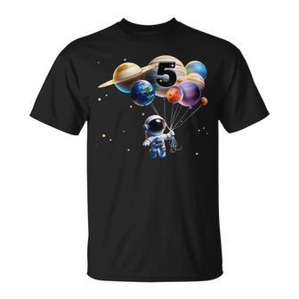 5 Years Old Birthday Boy Astronaut Planet 5Th Five T-Shirt - Thegiftio UK