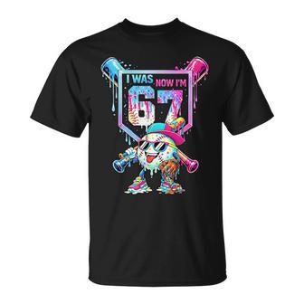 I Was 6 Now Im 7 7Th Birthday Meme Baseball Drip Boy T-Shirt - Thegiftio